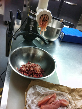 Grinding meat