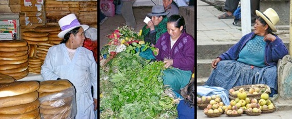 Peruvian ladies selling their goods at market