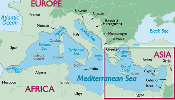 map of mediterranean sea