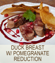 Duck-breast with pomegranate reduction