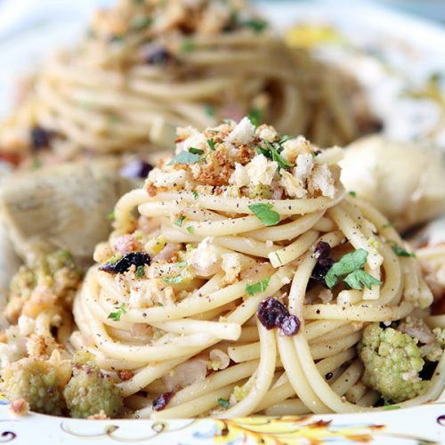 Pasta with Cauliflower, Pine Nuts andCurrants from Coming Home to Sicily Cookbook by Fabrizia Lanza