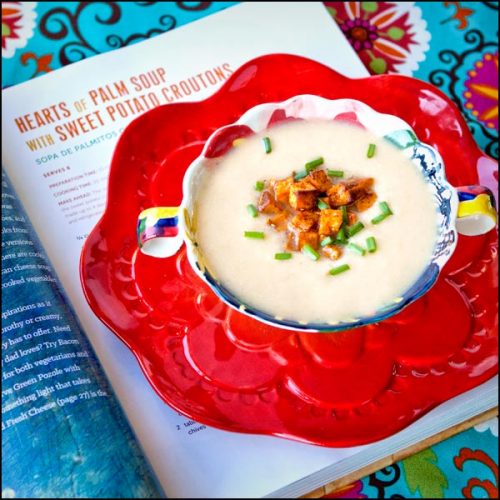 Hearts of Palm Soup w/ Sweet Potato Croutons